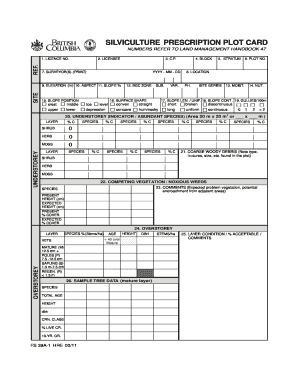 Silviculture Prescription Plot Card Form