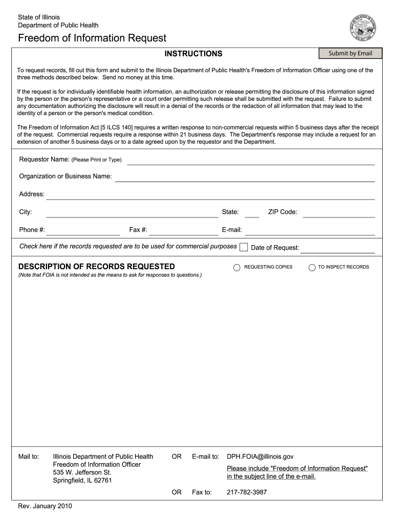 Dom of Information Act Form Illinois Department of Public Health Idph State Il