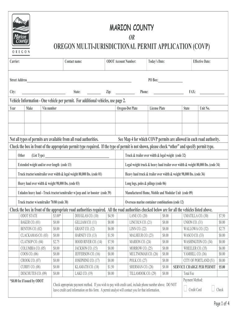  Oregon Multi Jurisdictional Permit 2012-2024