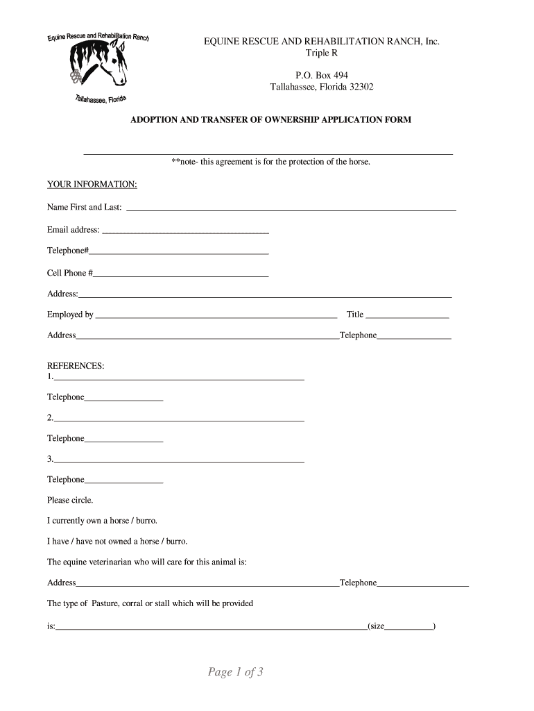 Get and Sign Horse Adoption Application  Form