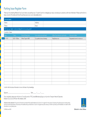 Parking Issue Register Form