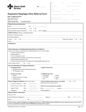 Dysphagia Clinic Calgary  Form