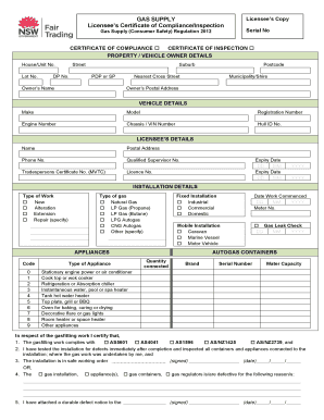  Certificate of Compliance Nsw 2012