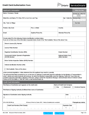 Credit Card Authorization Form Sr Lv 034