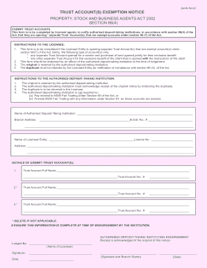 Trust Accounts Exemption Notice Pink Form in NSW Fair Trading Fairtrading Nsw Gov