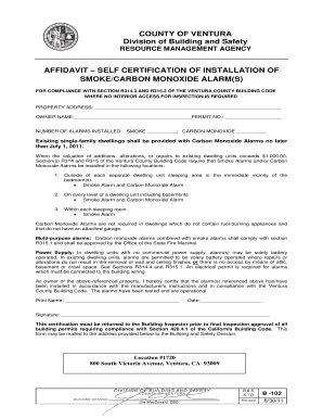 COUNTY of VENTURA Division of Building and Safety AFFIDAVIT Ventura  Form