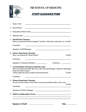 School Clearance Form