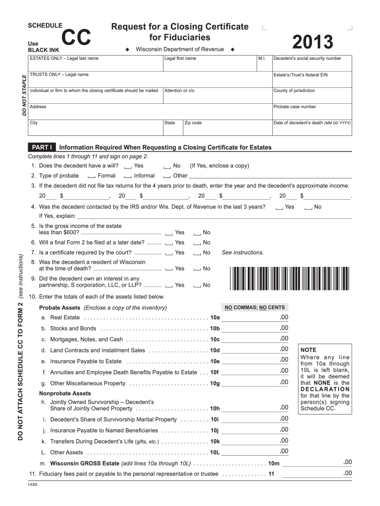  Wisconsin Certificate Form 2020