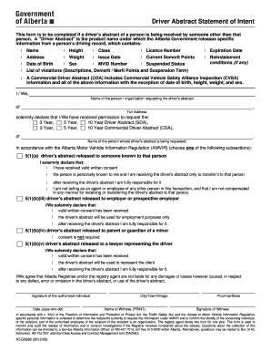  Alberta Drivers Abstract Online 2012