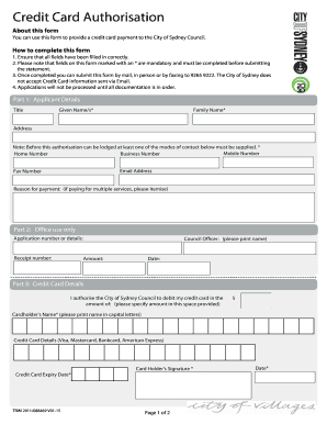 Credit Card Authorisation Form