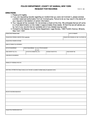 PDCN Form 151 Nassau County Police Department Police Co Nassau Ny