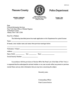 Clinical Info Form Nassau County Police Department Police Co Nassau Ny