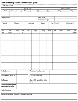 Sewage Soil Profile Log  Form