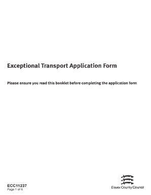 Exceptional Transport Application Form Essex County Council