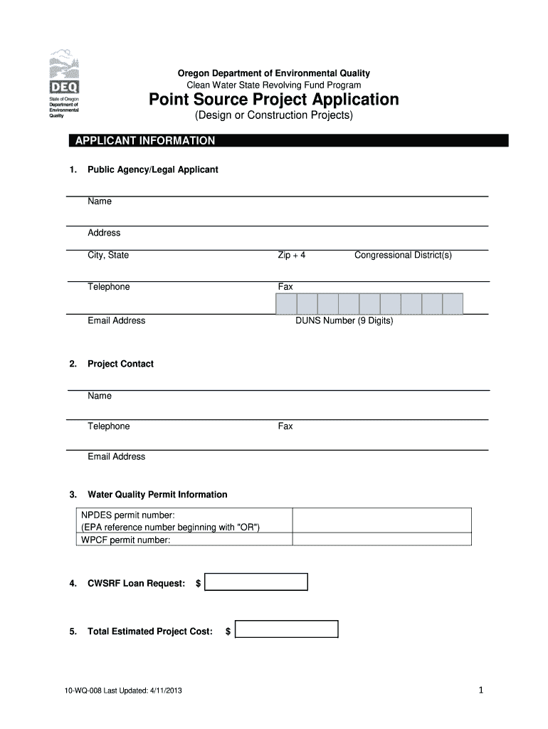  Point Source Application  Department of Environmental Quality  Deq State or 2013-2024