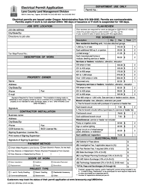Electrical Permit Application Lane County Government Lanecounty  Form
