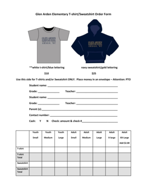 Sweatshirt Order Form Template