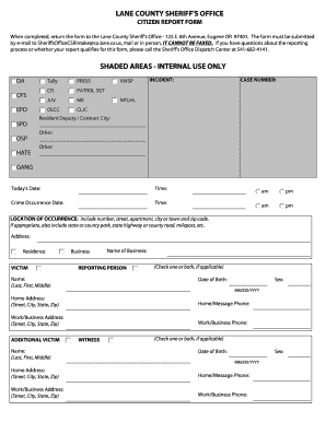 Lane County Self Report Form