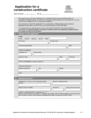 Construction Certificate  Form