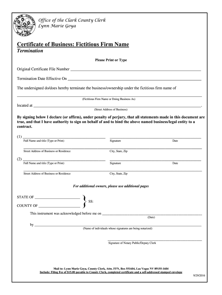 Fictitious Firm Name  Clark County Nevada  Clarkcountynv  Form