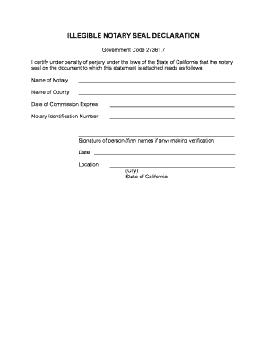 Illegible Notary Seal Declaration  Form