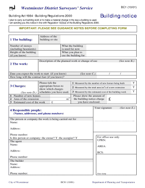 Building Notice Application Form Westminster City Council Www3 Westminster Gov