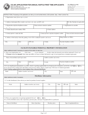 CG AR, APPLICATION for ANNUAL RAFFLE FIRST TIME Forms Imamuseum