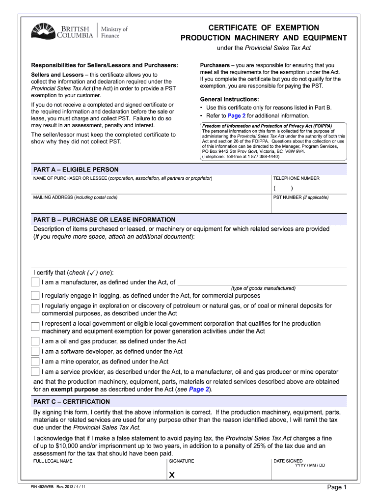 Bc Pst Exemption Form