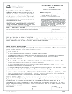 Bc Pst Exemption Form