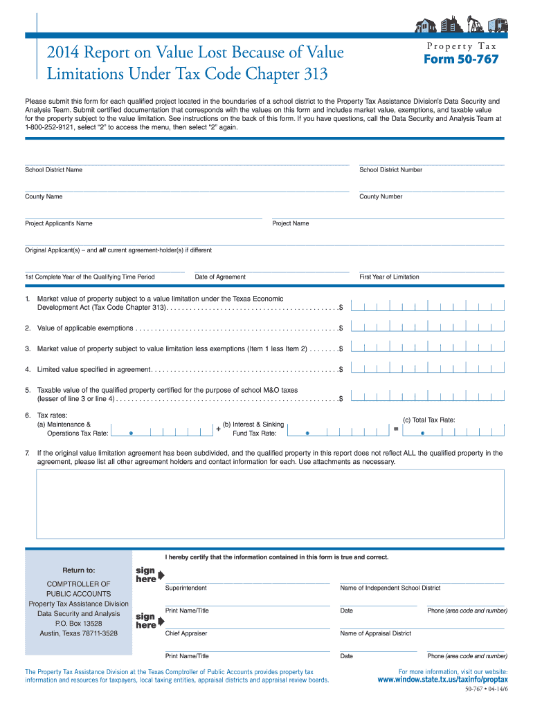  Form 50 767  Texas Comptroller of Public Accounts 2014