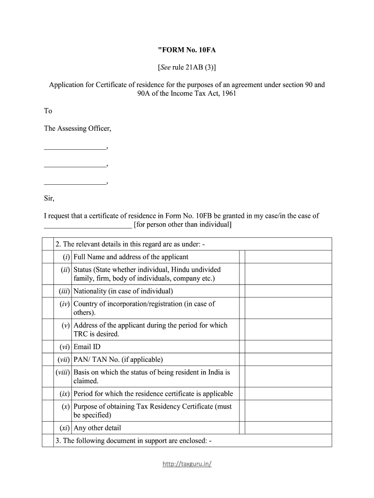 Form 10fa Online