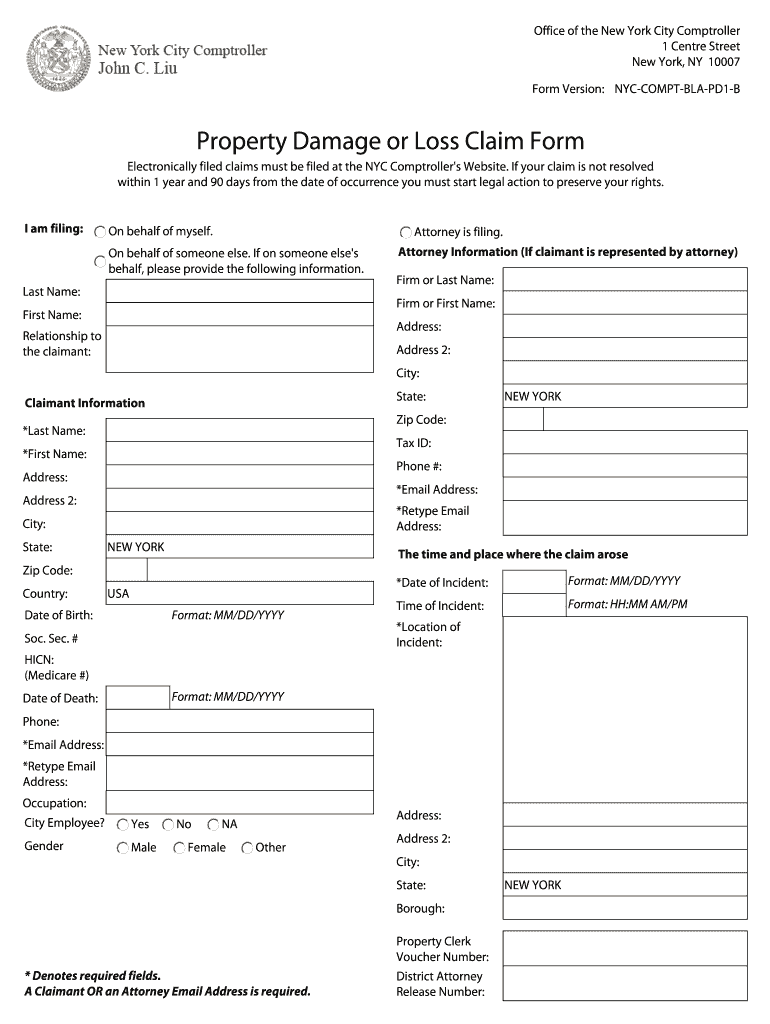 Property Damege Claim Form