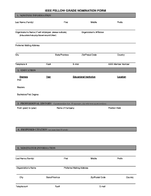 Ieee Fellow Nomination  Form