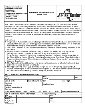 Request for Staff Exclusion List Check Form