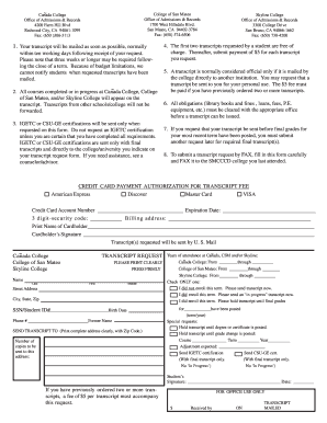 Form for Your Transcript Request Skyline College Skylinecollege