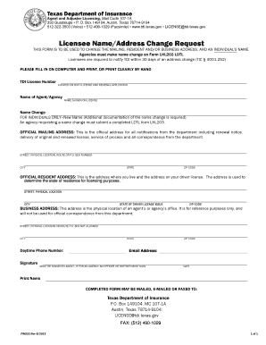 Form FIN533InAdrCng Texas Department of Insurance Texas Gov Tdi Texas