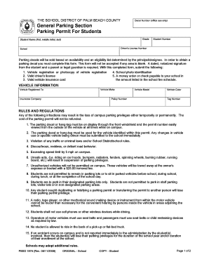  Parking Permit Form the School District of Palm Beach County Palmbeachschools 2009-2024