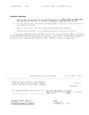 irs 575 cp form printable letter pdf sample ein 147c name change fillable template signnow fill example confirmation blank revenue