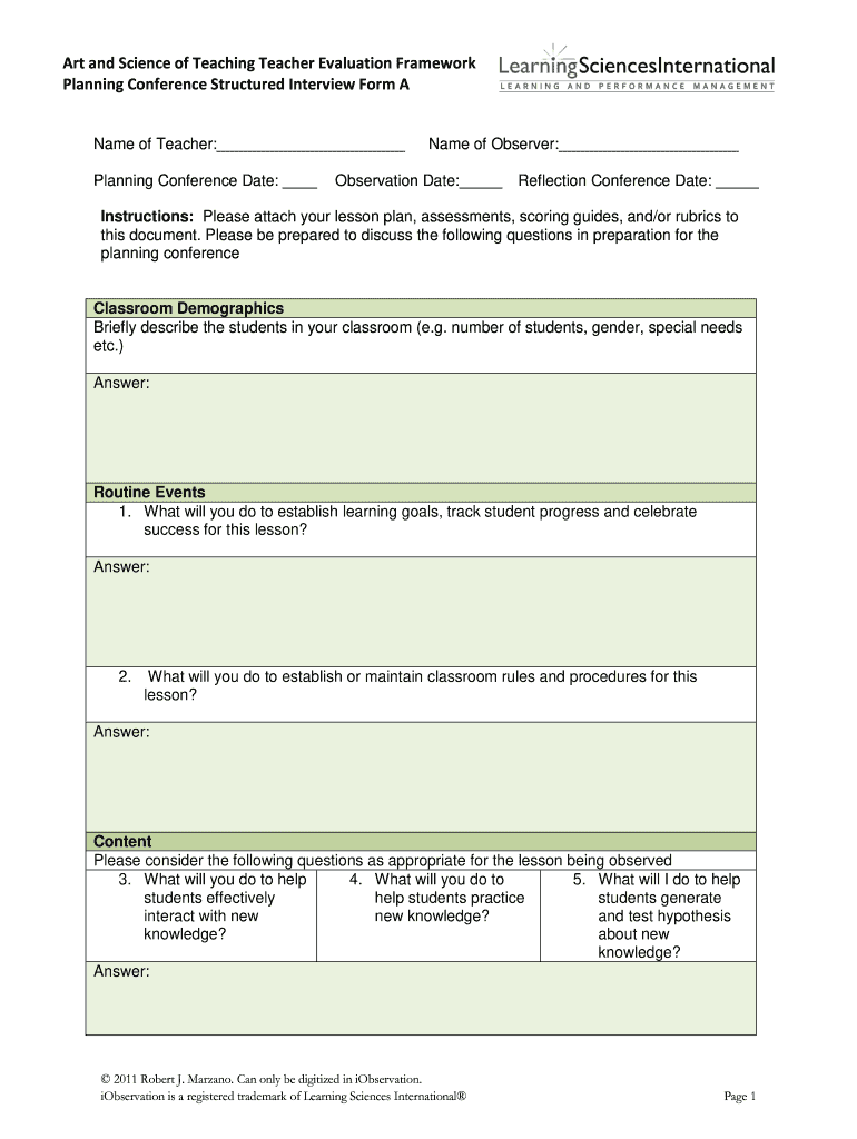 Iobservation Pre Conference Form