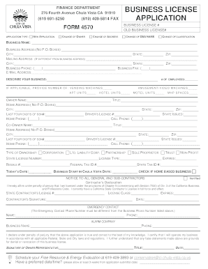 Chula Vista Business License Application  Form
