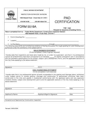 Pad Certification 5519a  Form