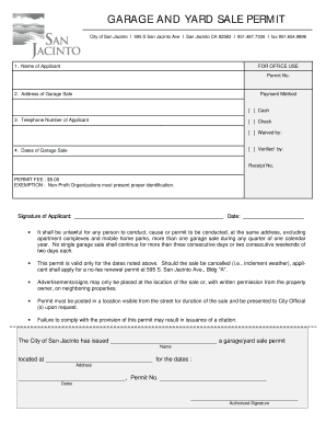 Yard Sale Permit  Form