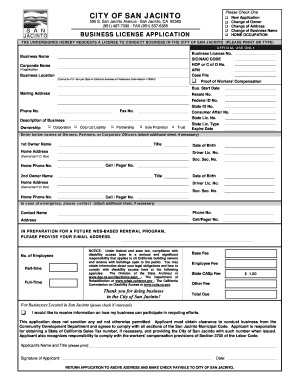 San Jacinto Business License  Form