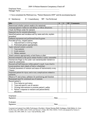 200910 Patient Restraint Competency Check off Nurses Mc Vanderbilt  Form