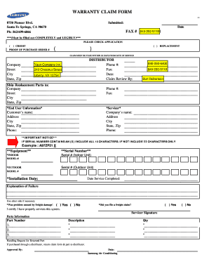 Samsung Warranty Clam Form