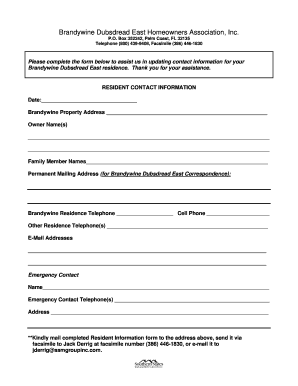 Resident Information Form