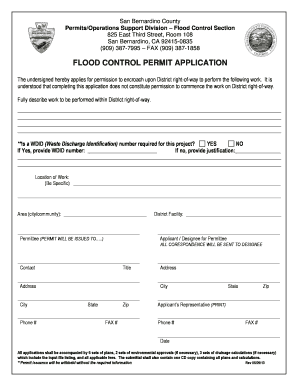 FLOOD CONTROL PERMIT APPLICATION San Bernardino County Sbcounty  Form