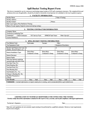 Spill Bucket Testing Report Form