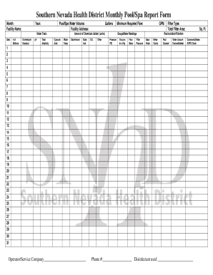 Monthly PoolSpa Report Form Southern Nevada Health District Southernnevadahealthdistrict