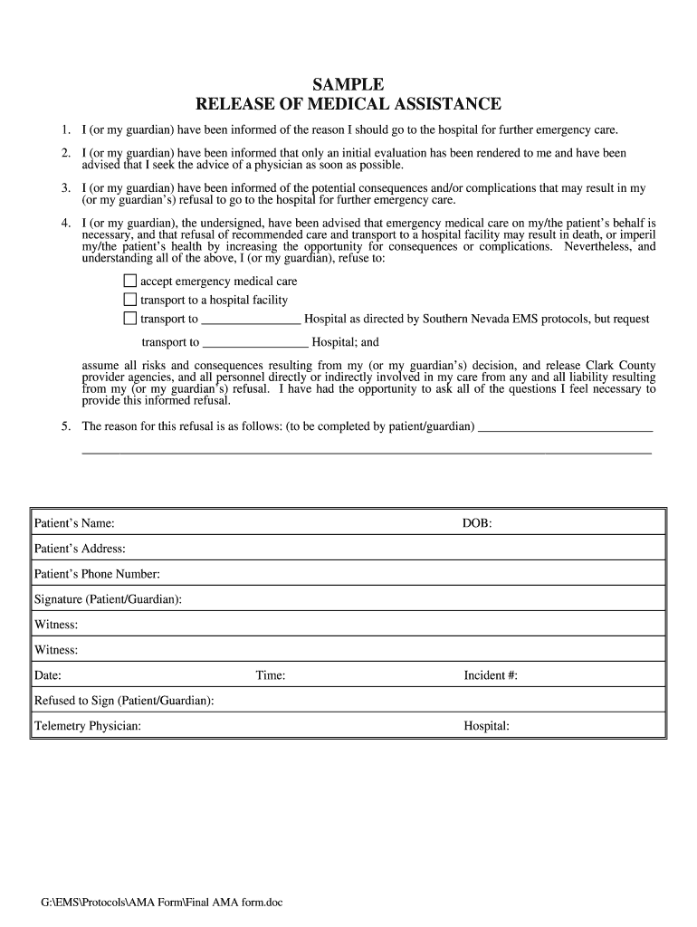 Printable Ama Form